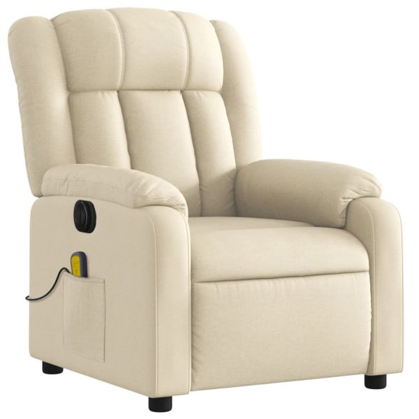 Poltrona de massagens reclinável elétrica tecido creme - Image 4