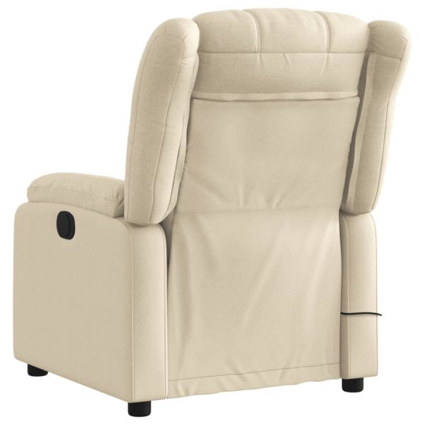 Poltrona de massagens reclinável elétrica tecido creme - Image 5