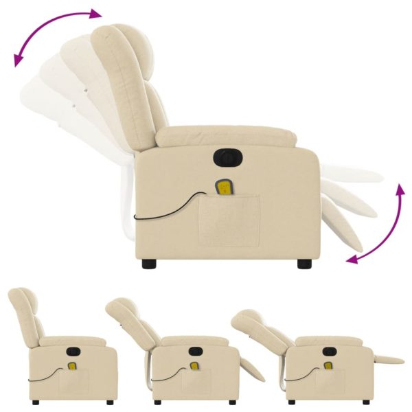 Poltrona de massagens reclinável elétrica tecido creme - Image 7