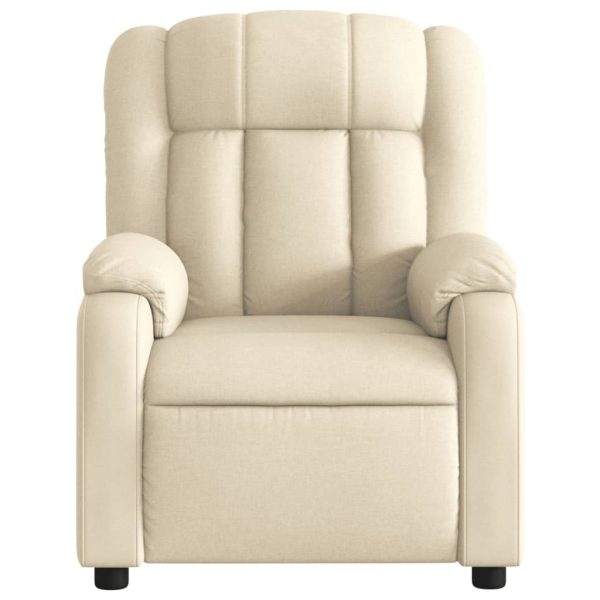 Poltrona de massagens reclinável elétrica tecido creme - Image 9