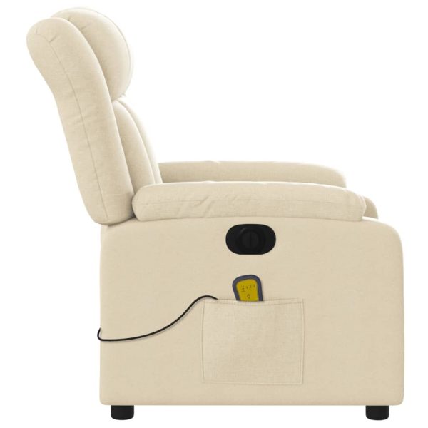 Poltrona de massagens reclinável elétrica tecido creme - Image 10