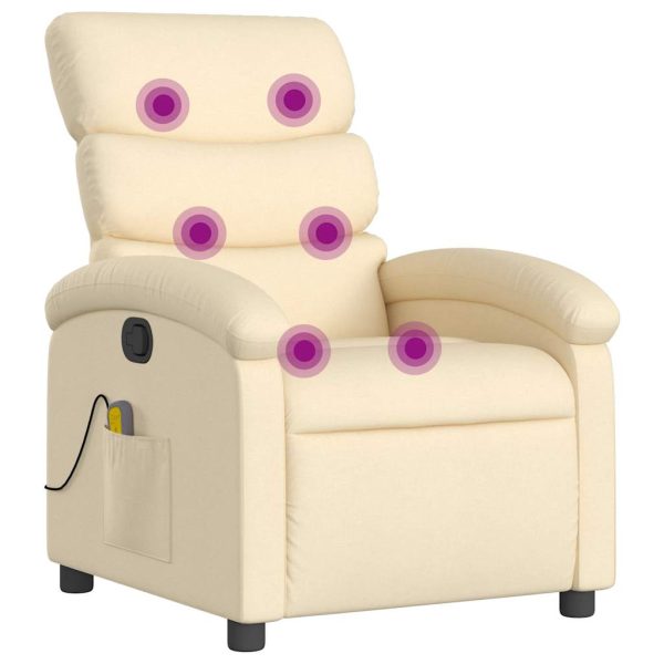 Poltrona de massagens reclinável tecido cor creme - Image 2