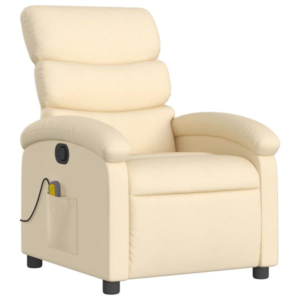 Poltrona de massagens reclinável tecido cor creme - Image 3