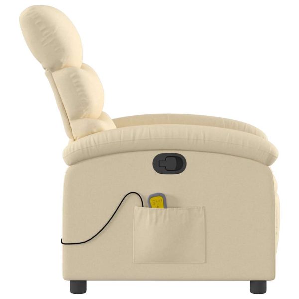 Poltrona de massagens reclinável tecido cor creme - Image 5