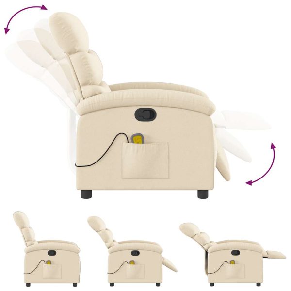 Poltrona de massagens reclinável tecido cor creme - Image 7