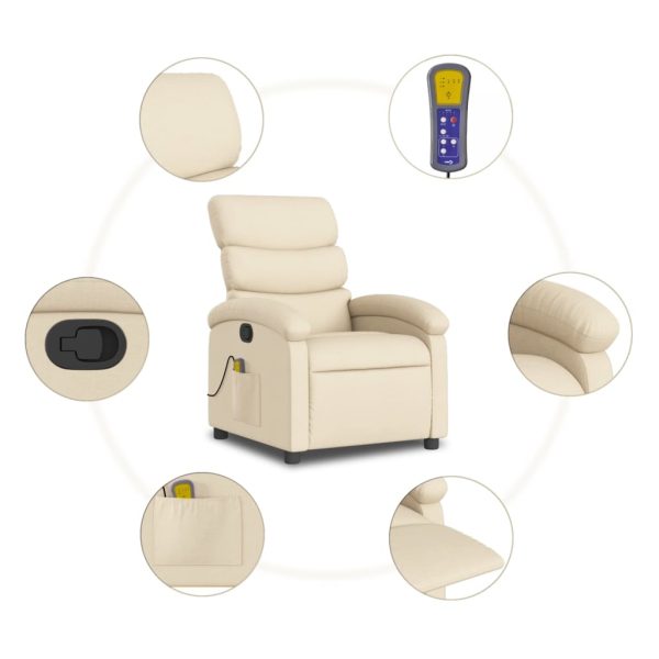 Poltrona de massagens reclinável tecido cor creme - Image 8