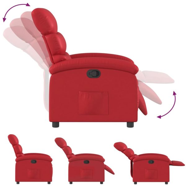 Poltrona reclinável couro artificial vermelho - Image 6