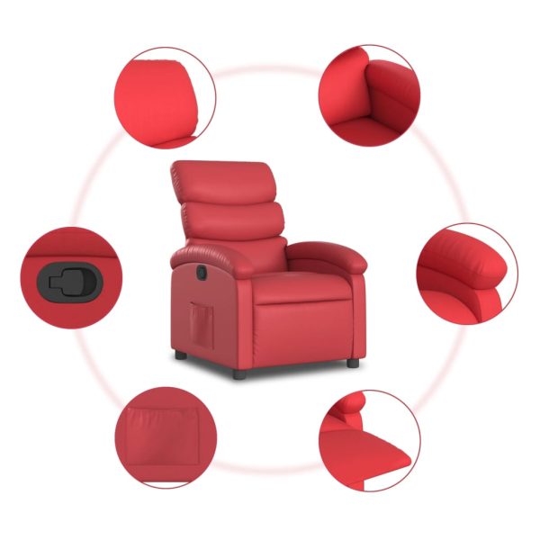 Poltrona reclinável couro artificial vermelho - Image 7