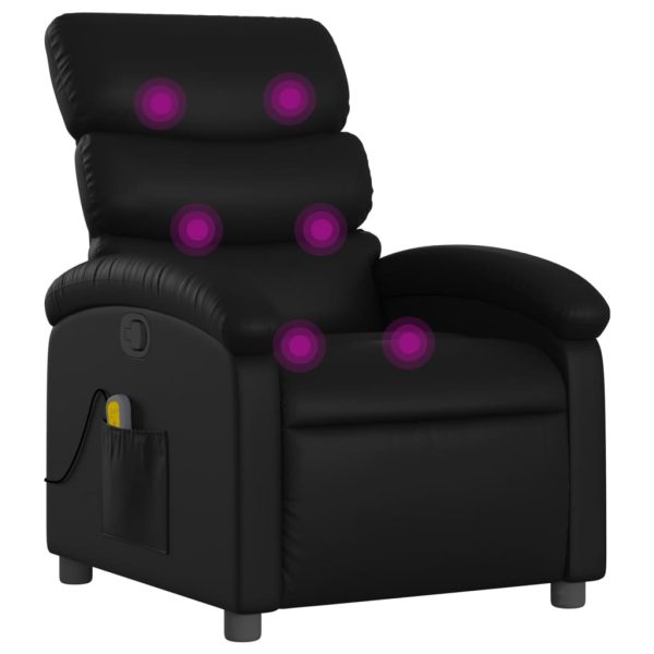 Poltrona de massagens reclinável couro artificial preto - Image 2