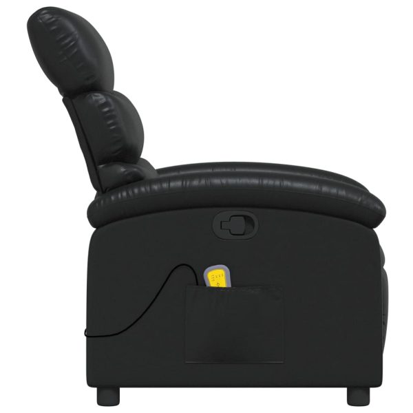 Poltrona de massagens reclinável couro artificial preto - Image 5