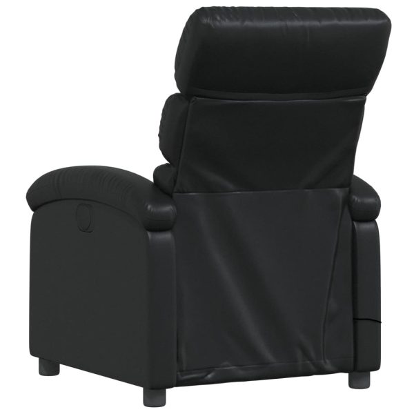 Poltrona de massagens reclinável couro artificial preto - Image 6