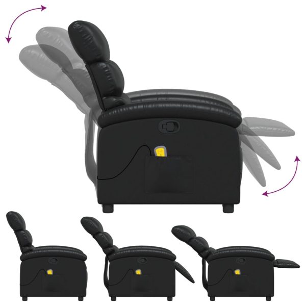 Poltrona de massagens reclinável couro artificial preto - Image 7