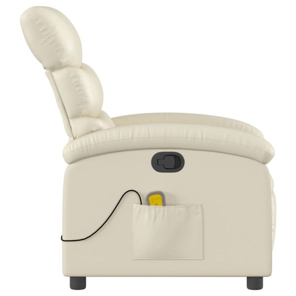 Poltrona de massagens reclinável couro artificial cor creme - Image 5