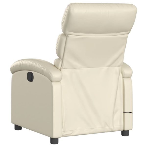 Poltrona de massagens reclinável couro artificial cor creme - Image 6