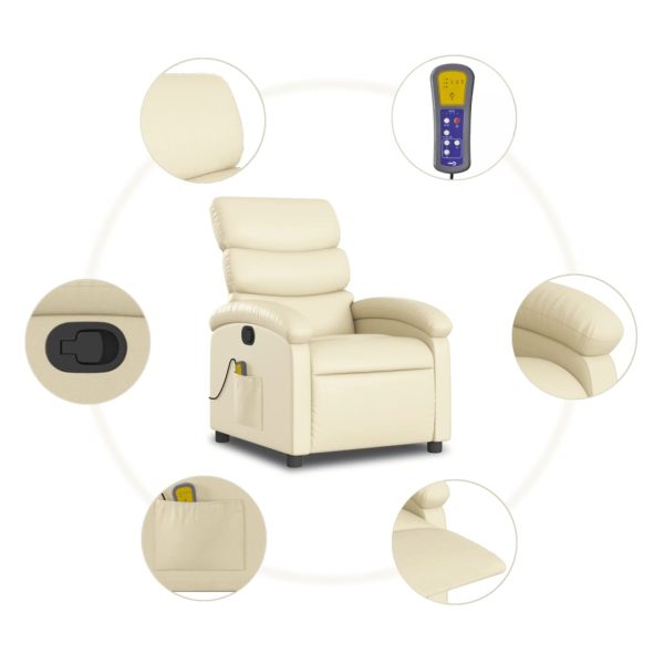 Poltrona de massagens reclinável couro artificial cor creme - Image 8