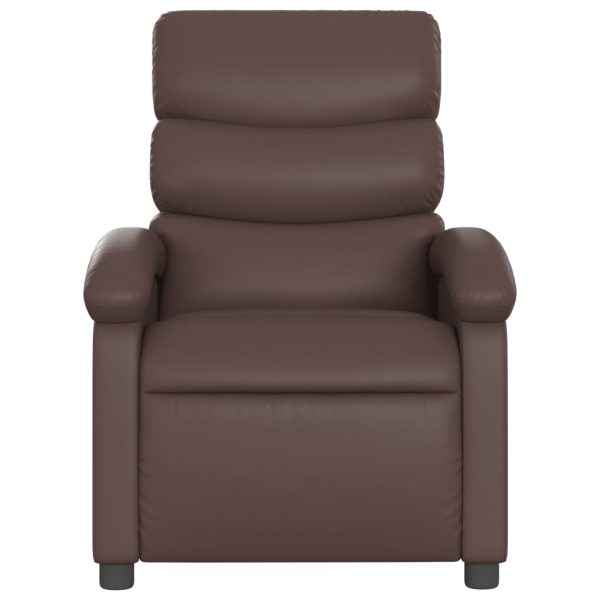 Poltrona de massagens reclinável couro artificial castanho - Image 4