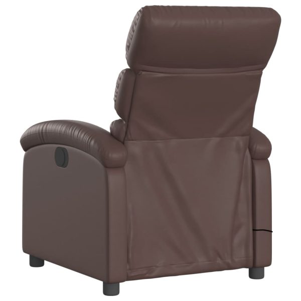 Poltrona de massagens reclinável couro artificial castanho - Image 6