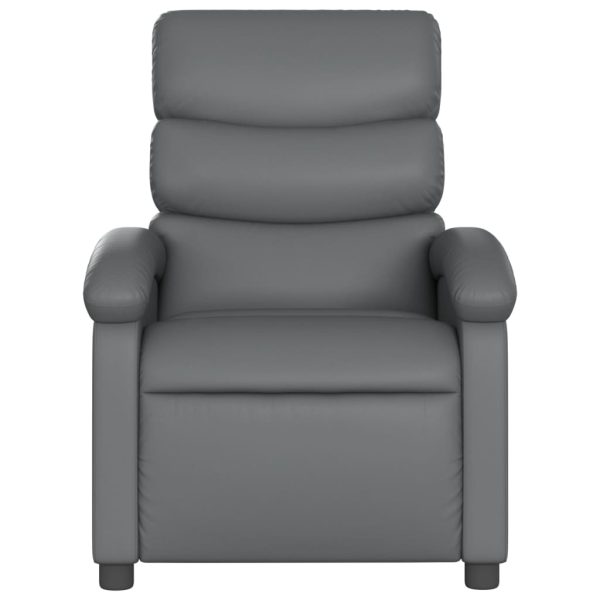 Poltrona de massagens reclinável couro artificial cinzento - Image 4