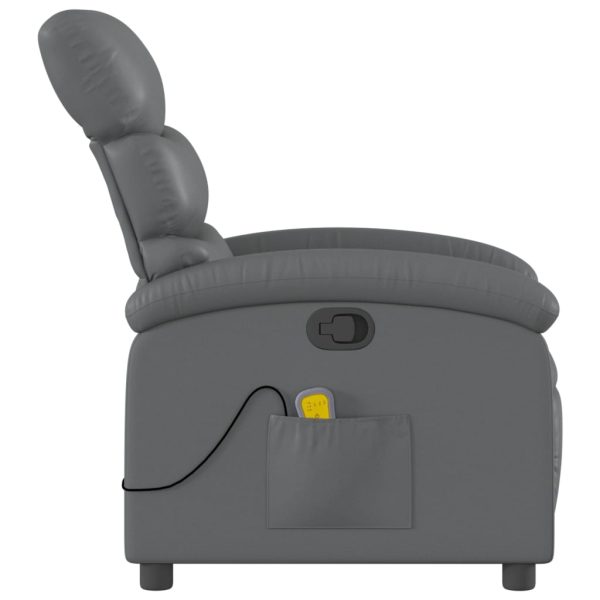 Poltrona de massagens reclinável couro artificial cinzento - Image 5