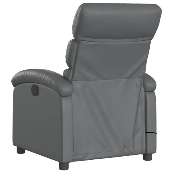 Poltrona de massagens reclinável couro artificial cinzento - Image 6
