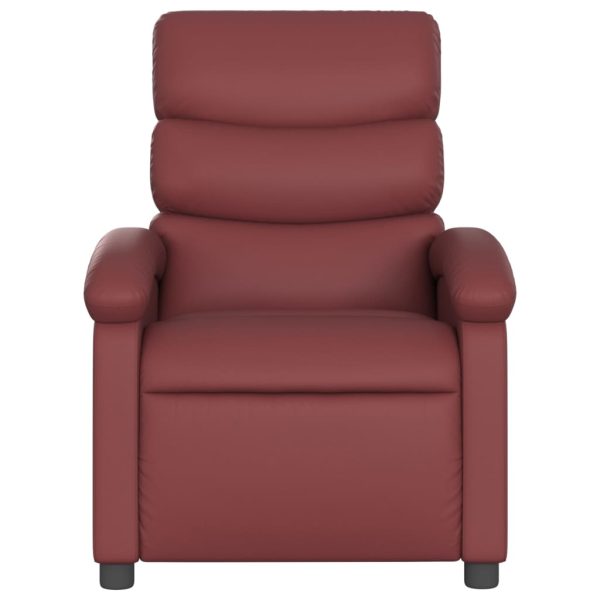 Poltrona massagens reclinável couro artificial vermelho tinto - Image 4