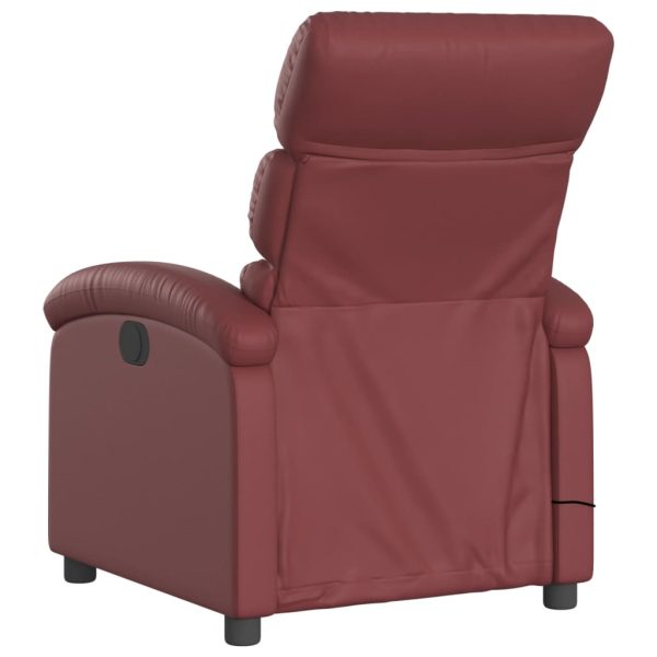 Poltrona massagens reclinável couro artificial vermelho tinto - Image 6