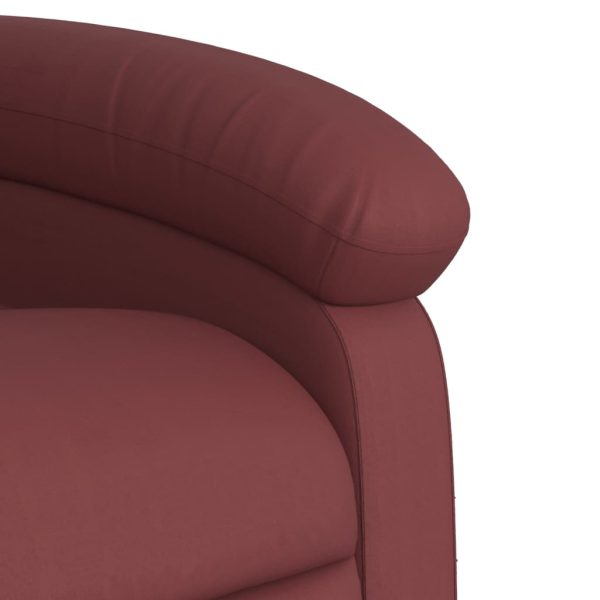 Poltrona massagens reclinável couro artificial vermelho tinto - Image 9
