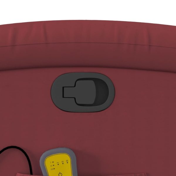 Poltrona massagens reclinável couro artificial vermelho tinto - Image 10