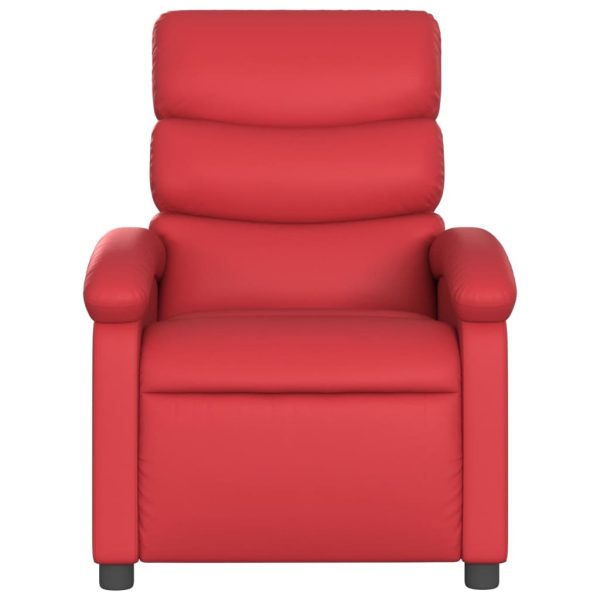 Poltrona de massagens reclinável couro artificial vermelho - Image 4