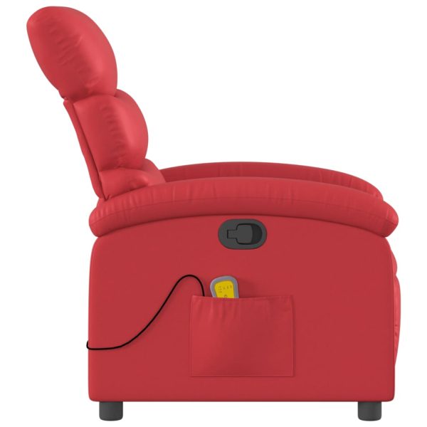 Poltrona de massagens reclinável couro artificial vermelho - Image 5