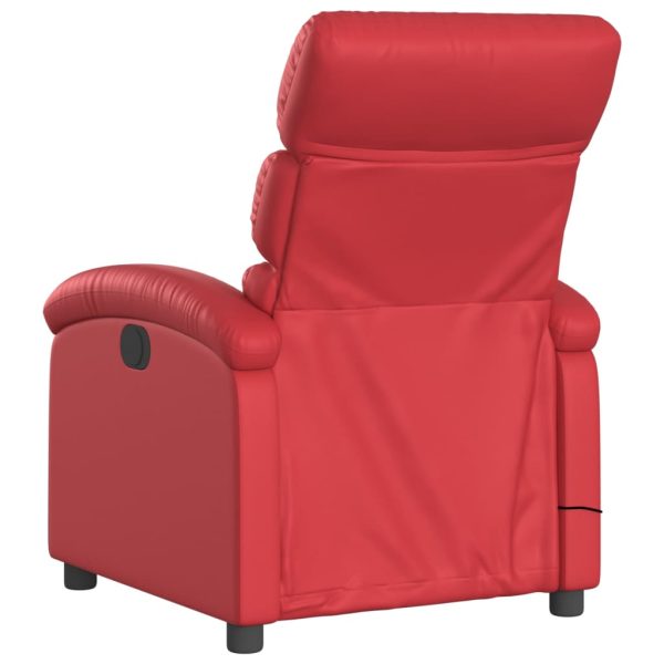 Poltrona de massagens reclinável couro artificial vermelho - Image 6