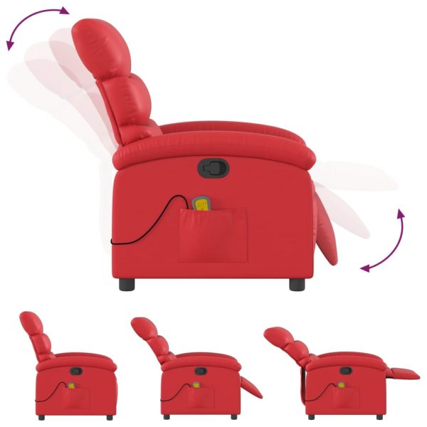 Poltrona de massagens reclinável couro artificial vermelho - Image 7