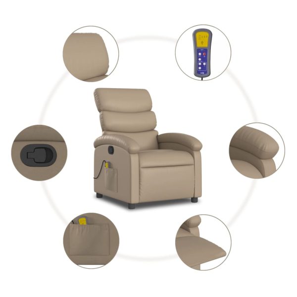 Poltrona de massagens reclinável couro artificial cappuccino - Image 8