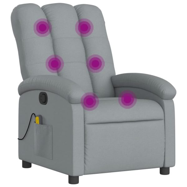 Poltrona de massagens reclinável tecido cinzento-claro - Image 2