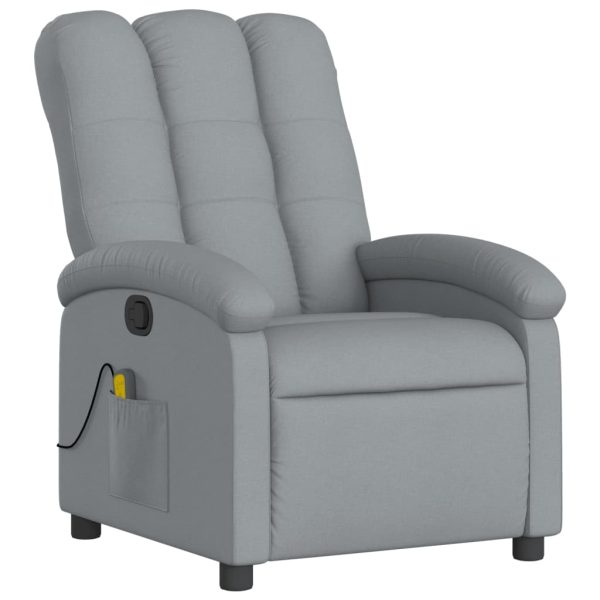 Poltrona de massagens reclinável tecido cinzento-claro - Image 3
