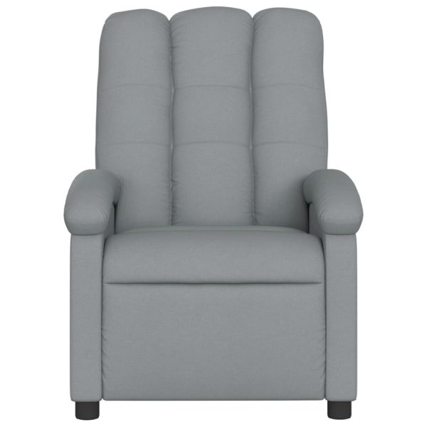 Poltrona de massagens reclinável tecido cinzento-claro - Image 4