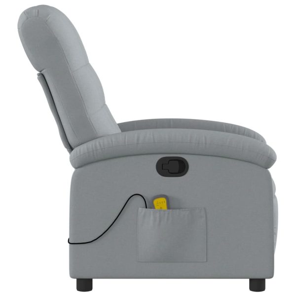 Poltrona de massagens reclinável tecido cinzento-claro - Image 5