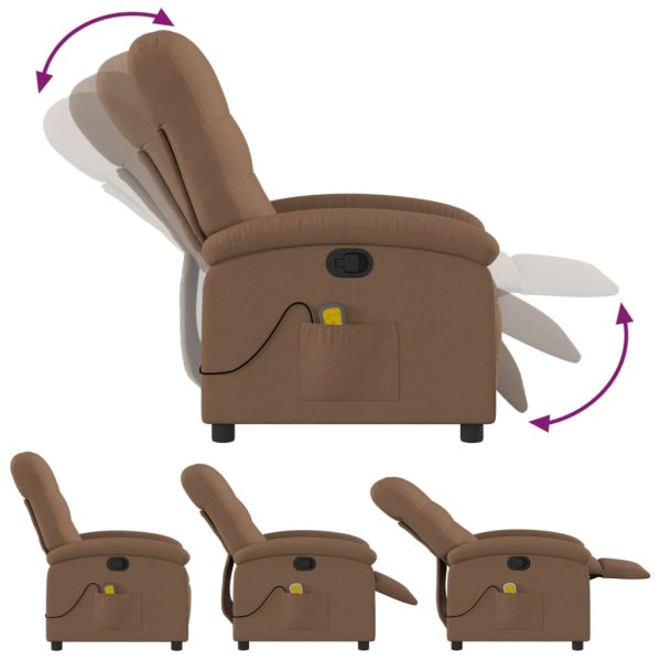 Poltrona de massagens reclinável tecido castanho - Image 7