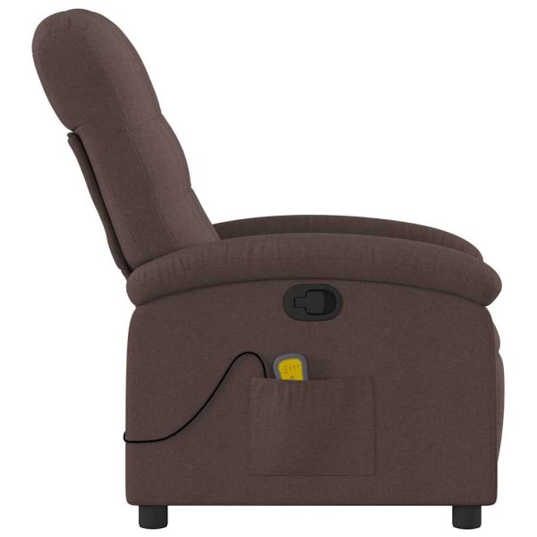 Poltrona de massagens reclinável tecido castanho-escuro - Image 5