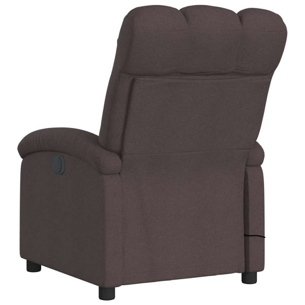 Poltrona de massagens reclinável tecido castanho-escuro - Image 6