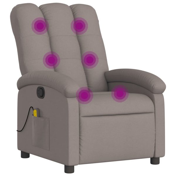 Poltrona de massagens reclinável tecido cinzento-acastanhado - Image 2