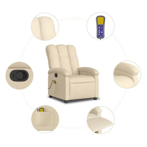 Poltrona de massagens reclinável tecido cor creme - Image 8