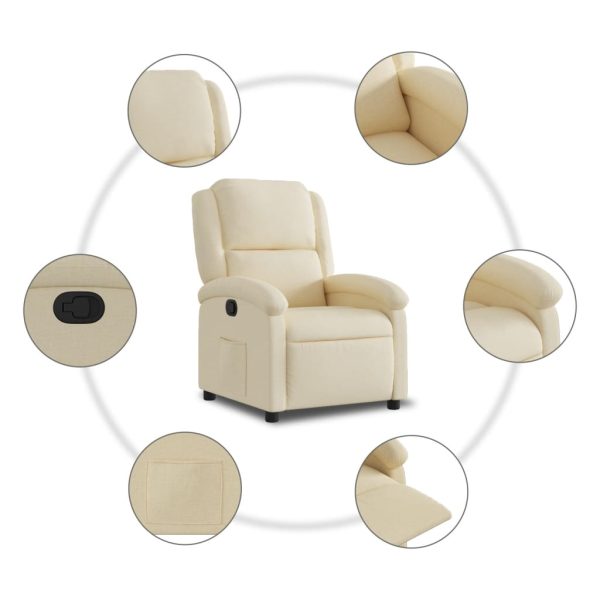 Poltrona reclinável tecido cor creme - Image 7