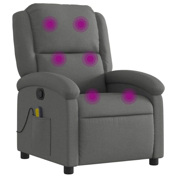 Poltrona de massagens reclinável tecido cinzento-escuro - Image 2