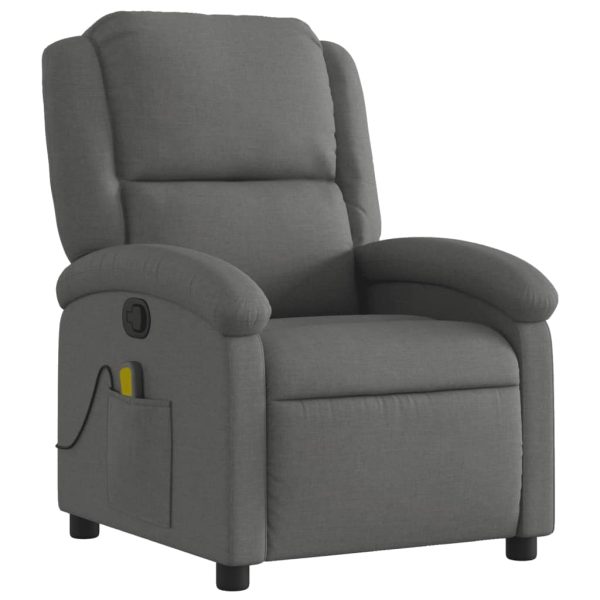 Poltrona de massagens reclinável tecido cinzento-escuro - Image 3