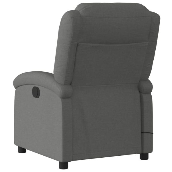 Poltrona de massagens reclinável tecido cinzento-escuro - Image 6