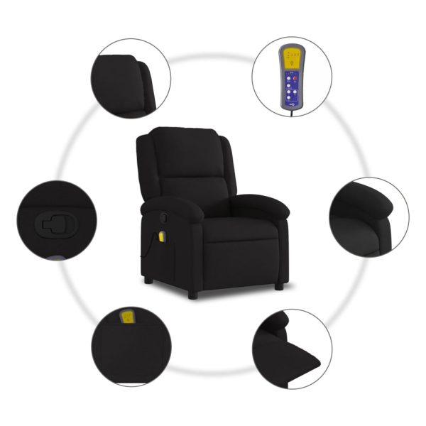 Poltrona de massagens reclinável tecido preto - Image 8