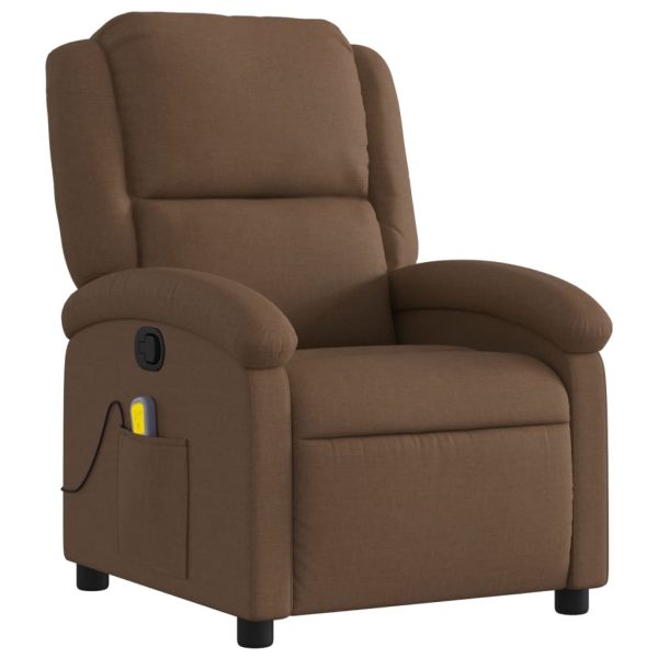 Poltrona de massagens reclinável tecido castanho - Image 3