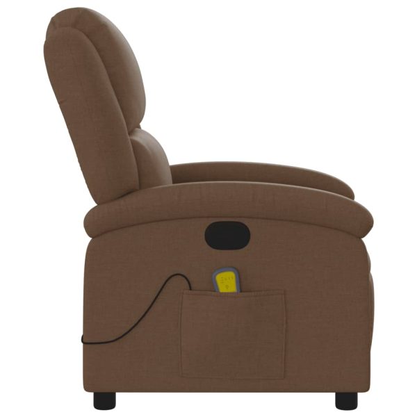 Poltrona de massagens reclinável tecido castanho - Image 5
