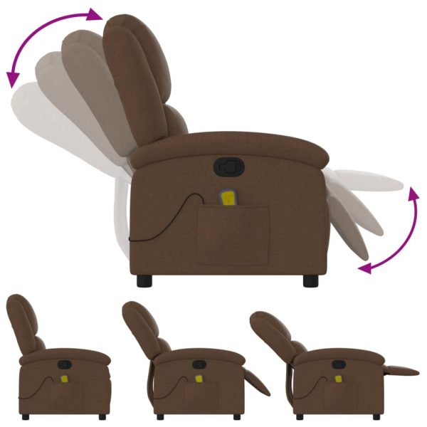 Poltrona de massagens reclinável tecido castanho - Image 7